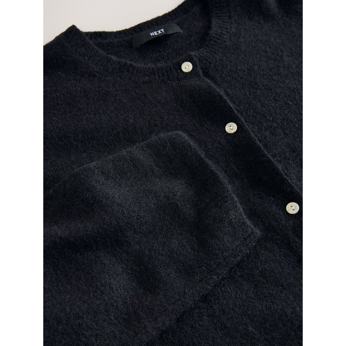 Cardigan ras du cou en maille de laine noir, NEXT