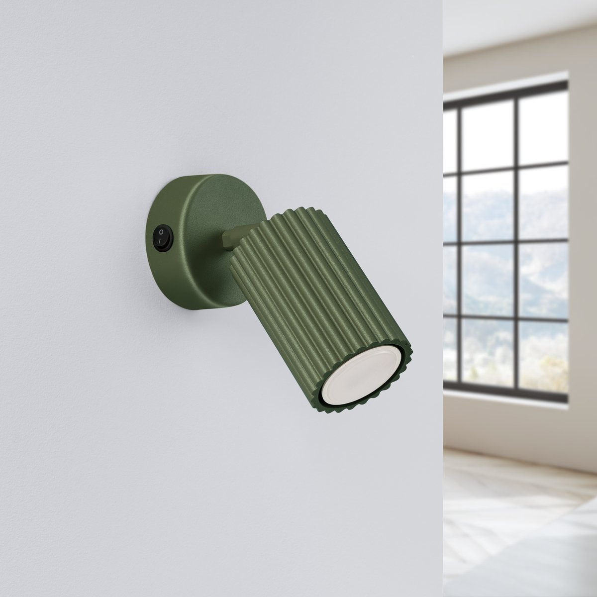 Applique Aluminium Vert Olive GU10 1 Karbon Switch vert, EDEN