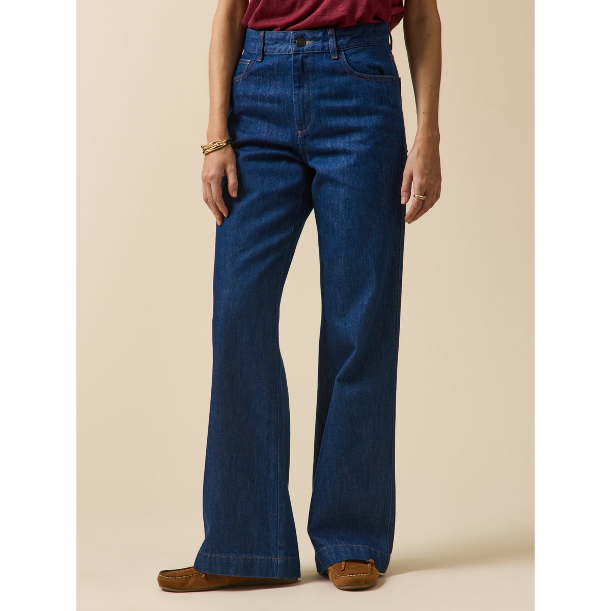 Jean flare MANON coton biologique denim bleu, CYRILLUS