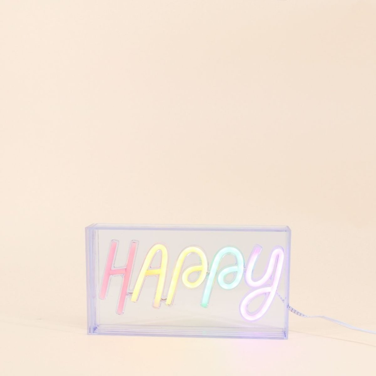 Cadre néon Happy multicolore 23x13cm gris, ORNAMI