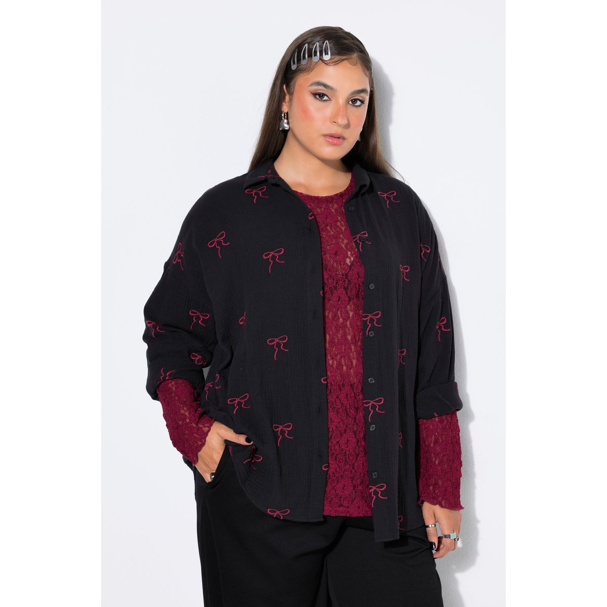 Chemisier oversize en mousseline noir, STUDIO UNTOLD