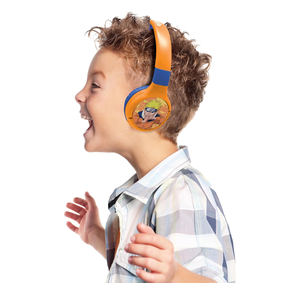 Casque 2 en 1 Naruto Bluetooth et Filaire avec limitation de son orange, LEXIBOOK