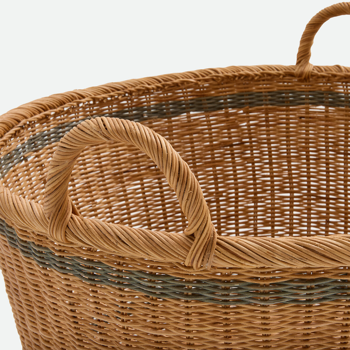 Cesta redonda de ratán, diámetro 58 cm, ALINO natural/verde, LA REDOUTE INTERIEURS