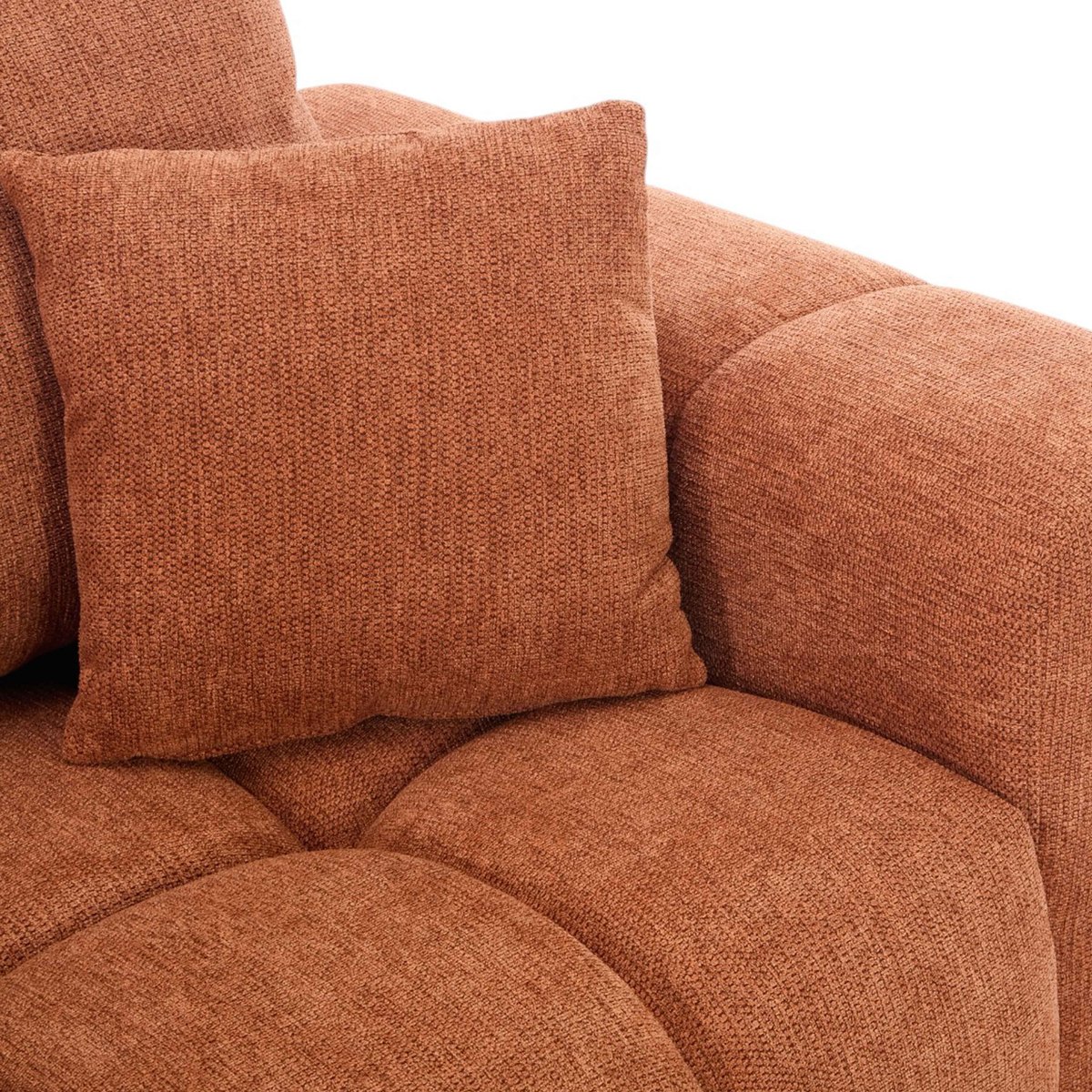 Canapé droit en polyester 3 places, NEPTUNE terracotta, OVIALA