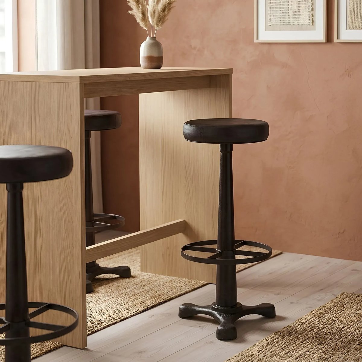 Tabouret de bar en métal et cuir - TANIS noir, HELLIN, DEPUIS 1862