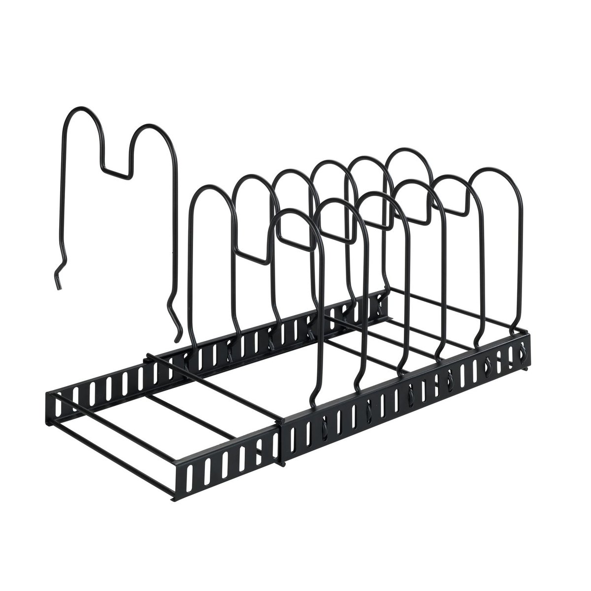 Rangement de placard cuisine support pour assiettes et couvercles noir, WENKO