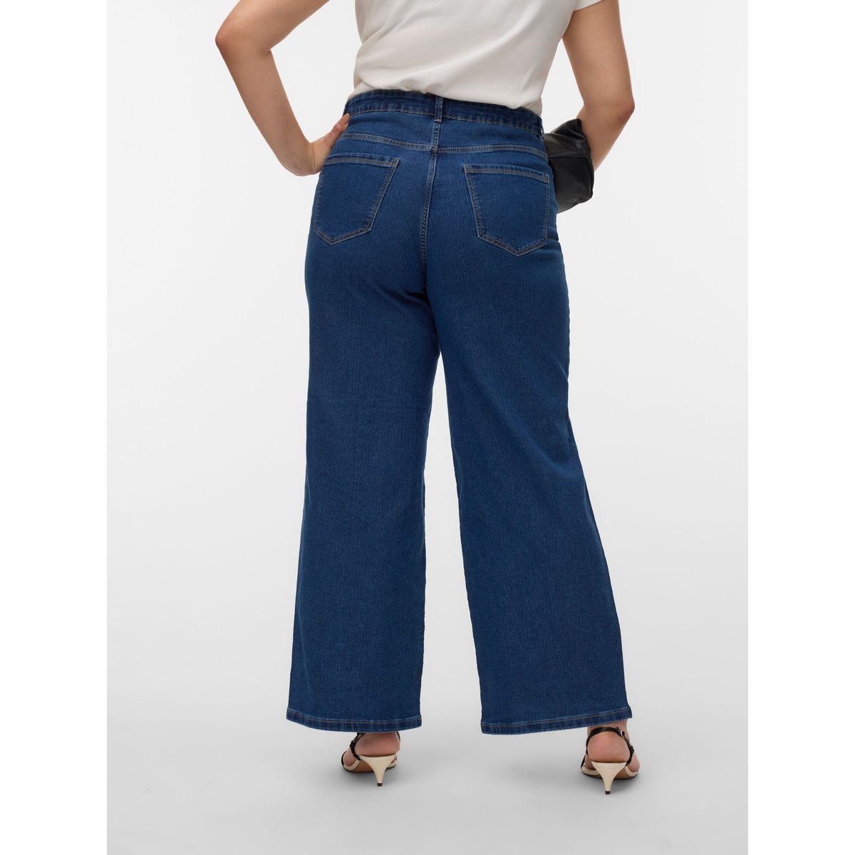 Jean À Coupe Large dark blue denim, VERO MODA