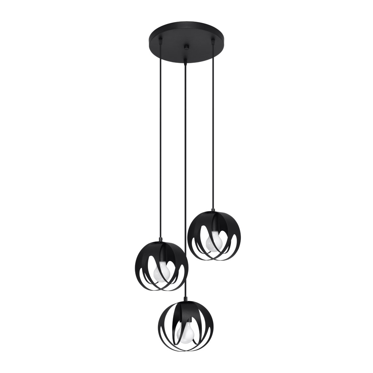 Suspension Acier Noir E27 3 Tulos noir, EDEN