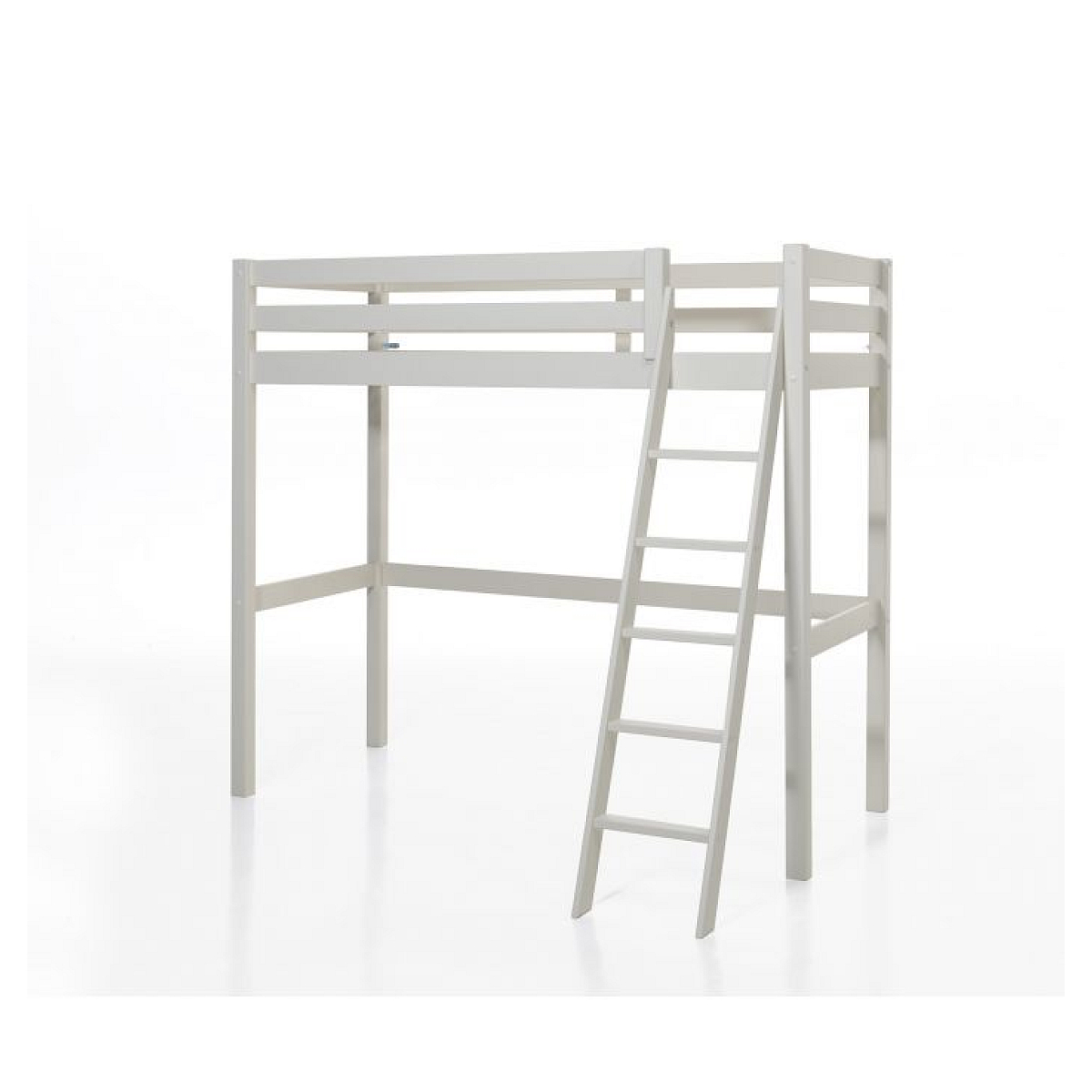 Lit haut avec fauteuil et bibliothèque blanc couleur unique, VIPACK