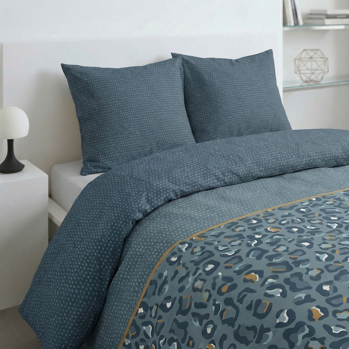 Parure de lit imprimé Animalier SUNSHINE ELISE bleu, TODAY