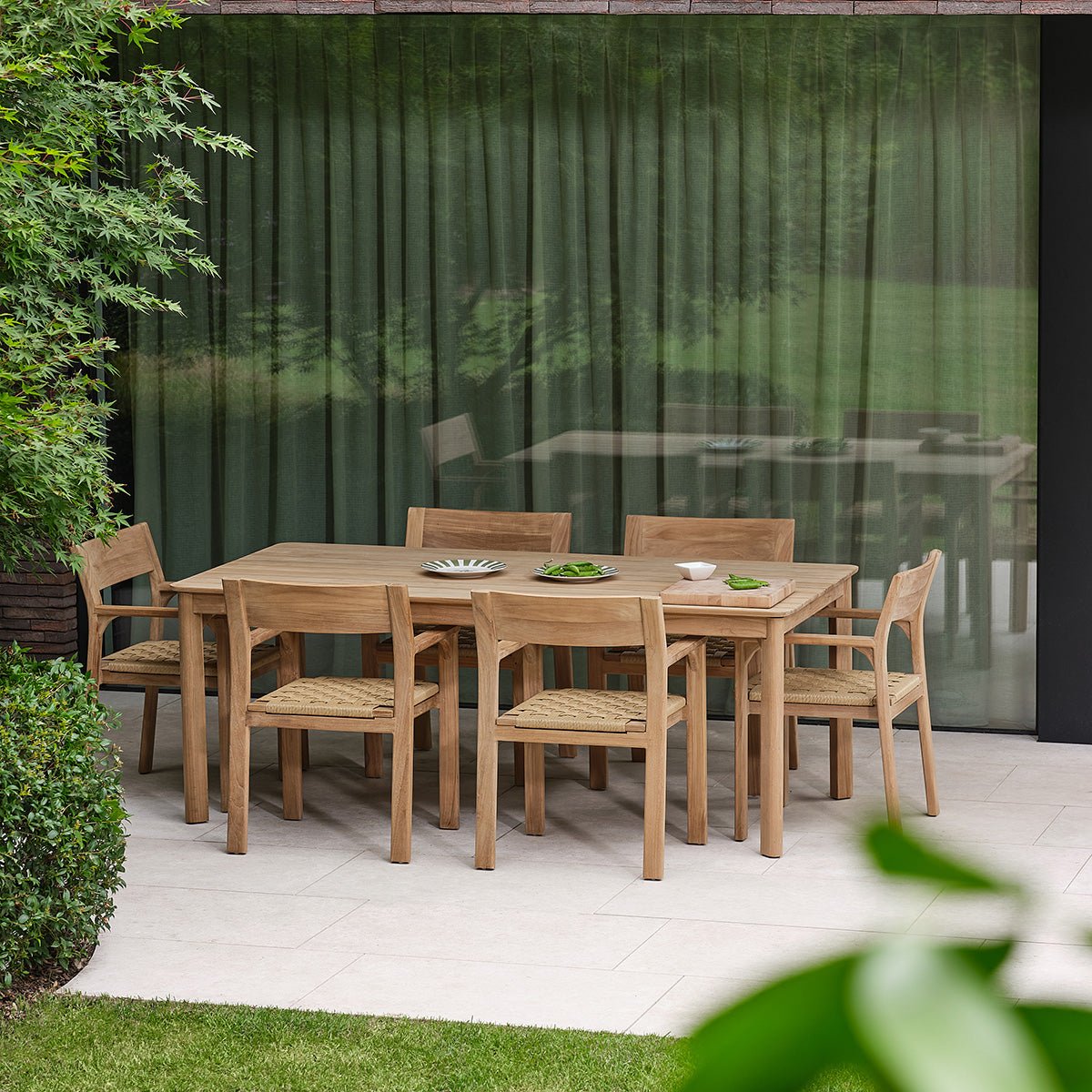 Fauteuil de jardin en teck et rotin PIANA naturel, BERAH GETAH
