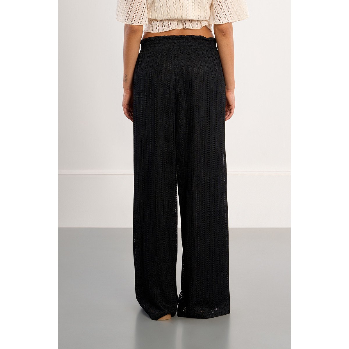 Pantalon large ajouré noir, LILI SIDONIO