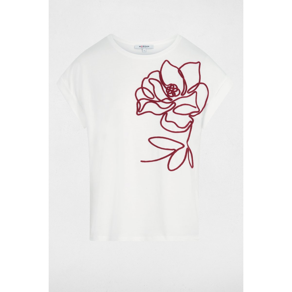 T-shirt brodé blanc, MORGAN