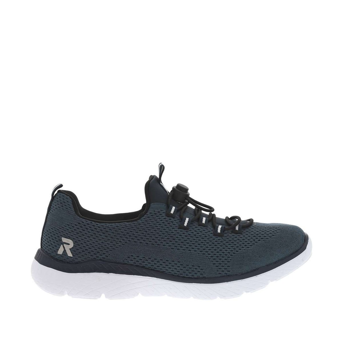 Sneakers à semelle plate et à lacets ronds élastiqués décoratifs marine, RIEKER