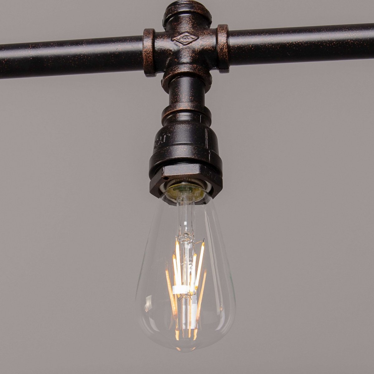 Suspension rétro 5 lumières - LUIGI marron, KOSILUM