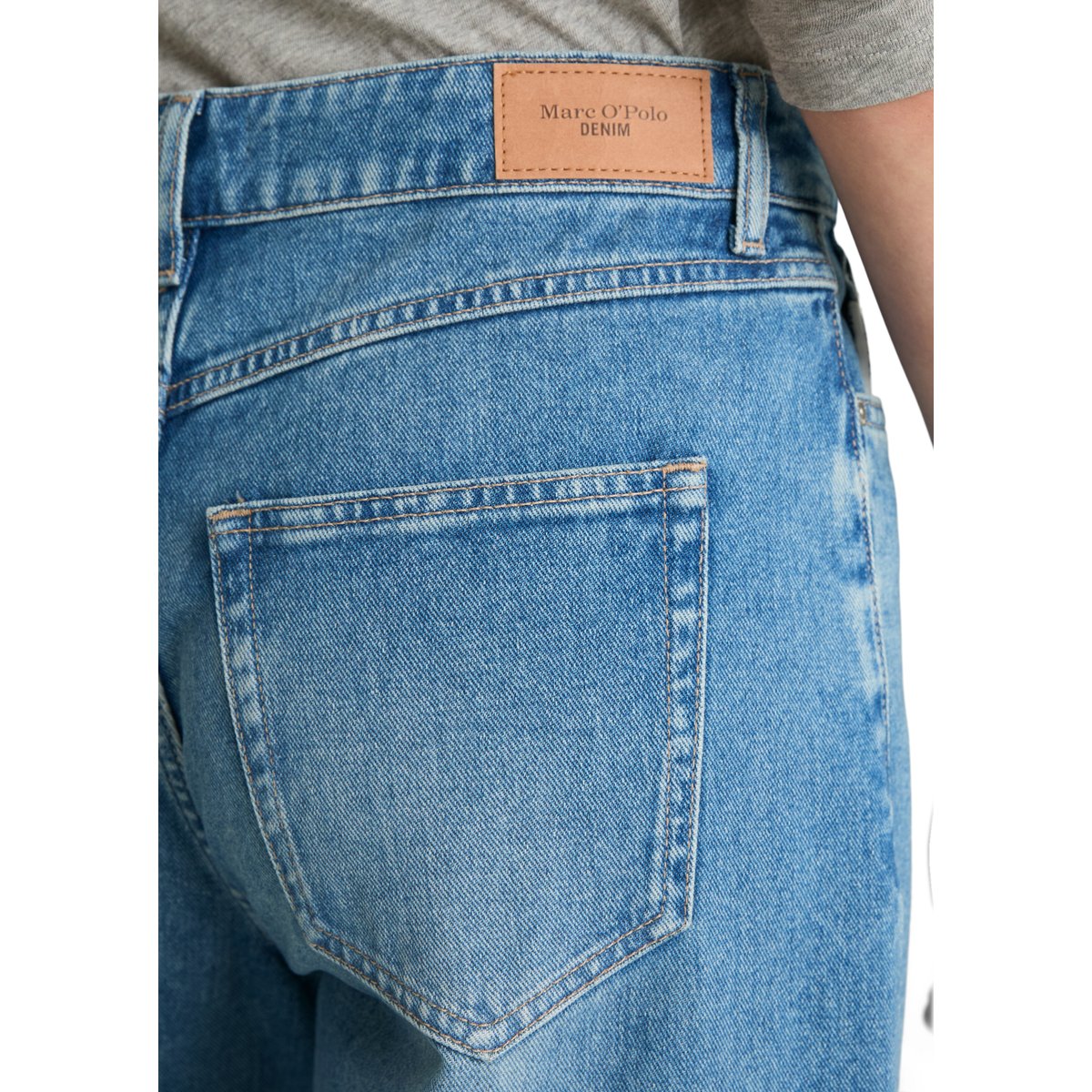 Jeans modèle Stine, coupe relaxed barrel et longueur raccourcie en pur coton bleu, MARC O’POLO DENIM