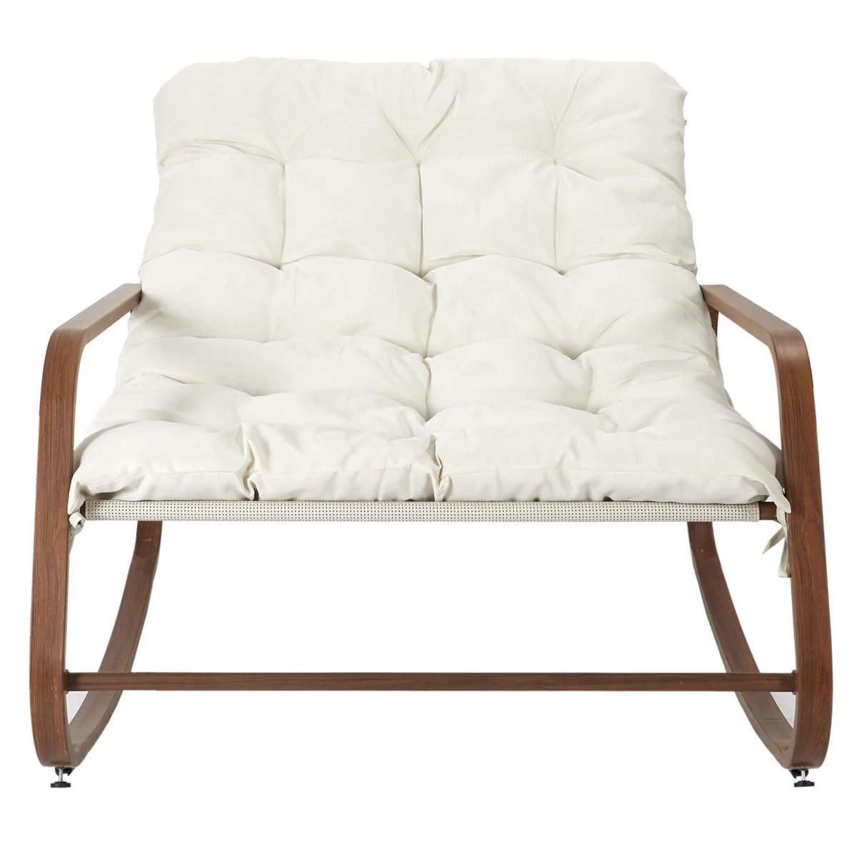 Fauteuil à bascule d'extérieur avec coussin MANDA blanc, THE HOME DECO FACTORY