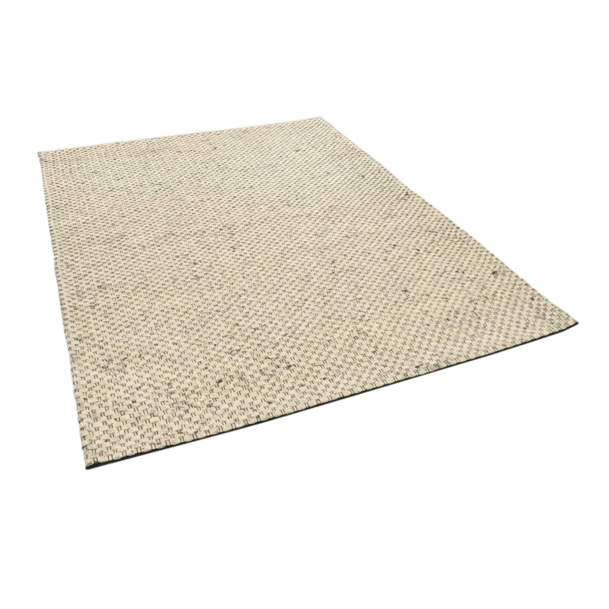 Tapis salon Tauern, fait main, laine feutrée naturel beige, THEKO