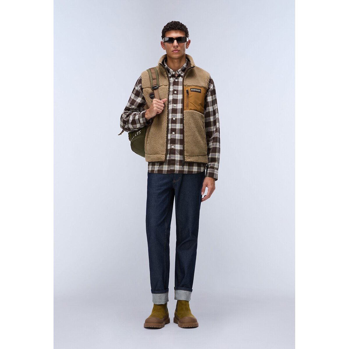 Pile sherpa senza maniche con cerniera, Yupik beige / cammello, NAPAPIJRI