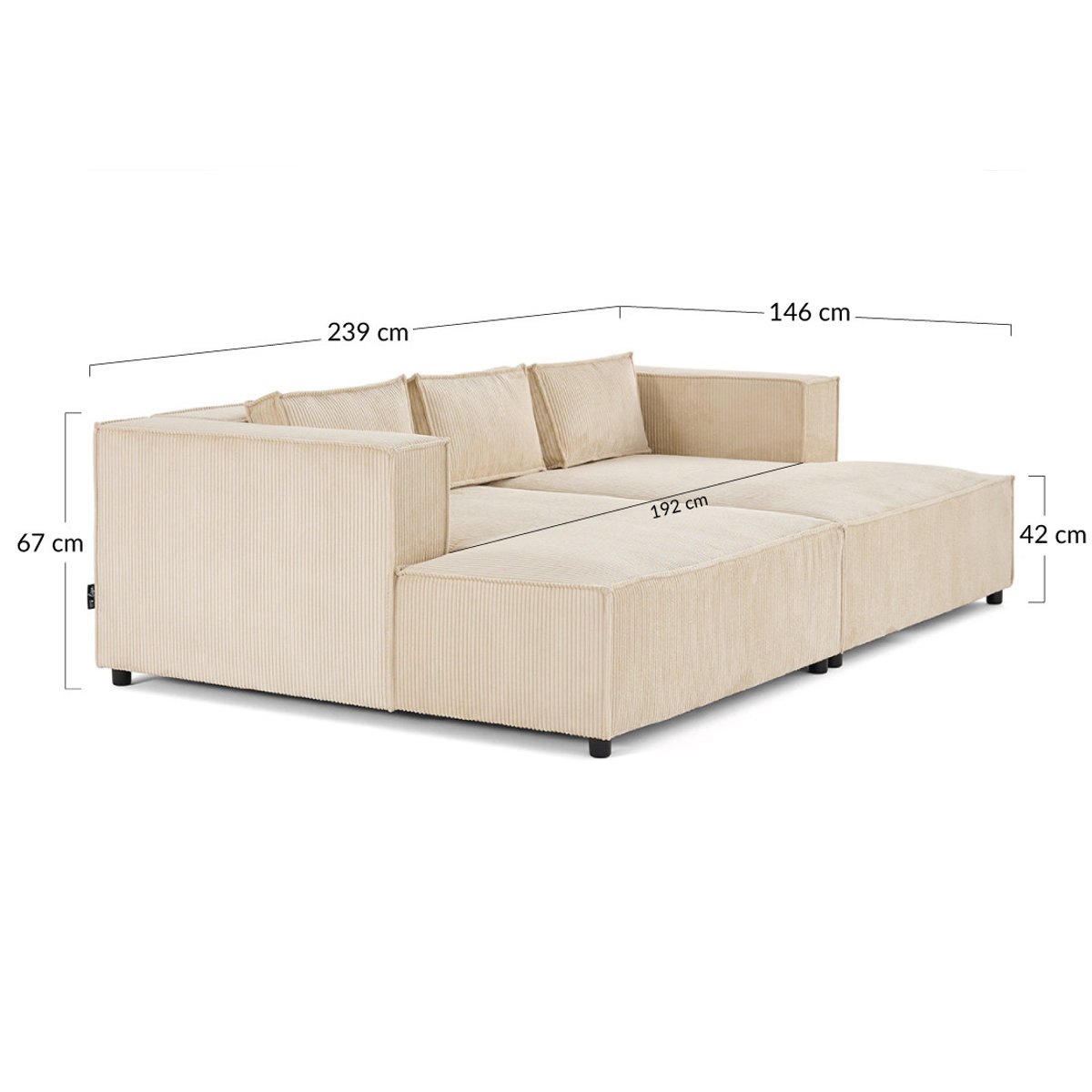 Canapé fixe 3 places - STELLA marron, BEST MOBILIER