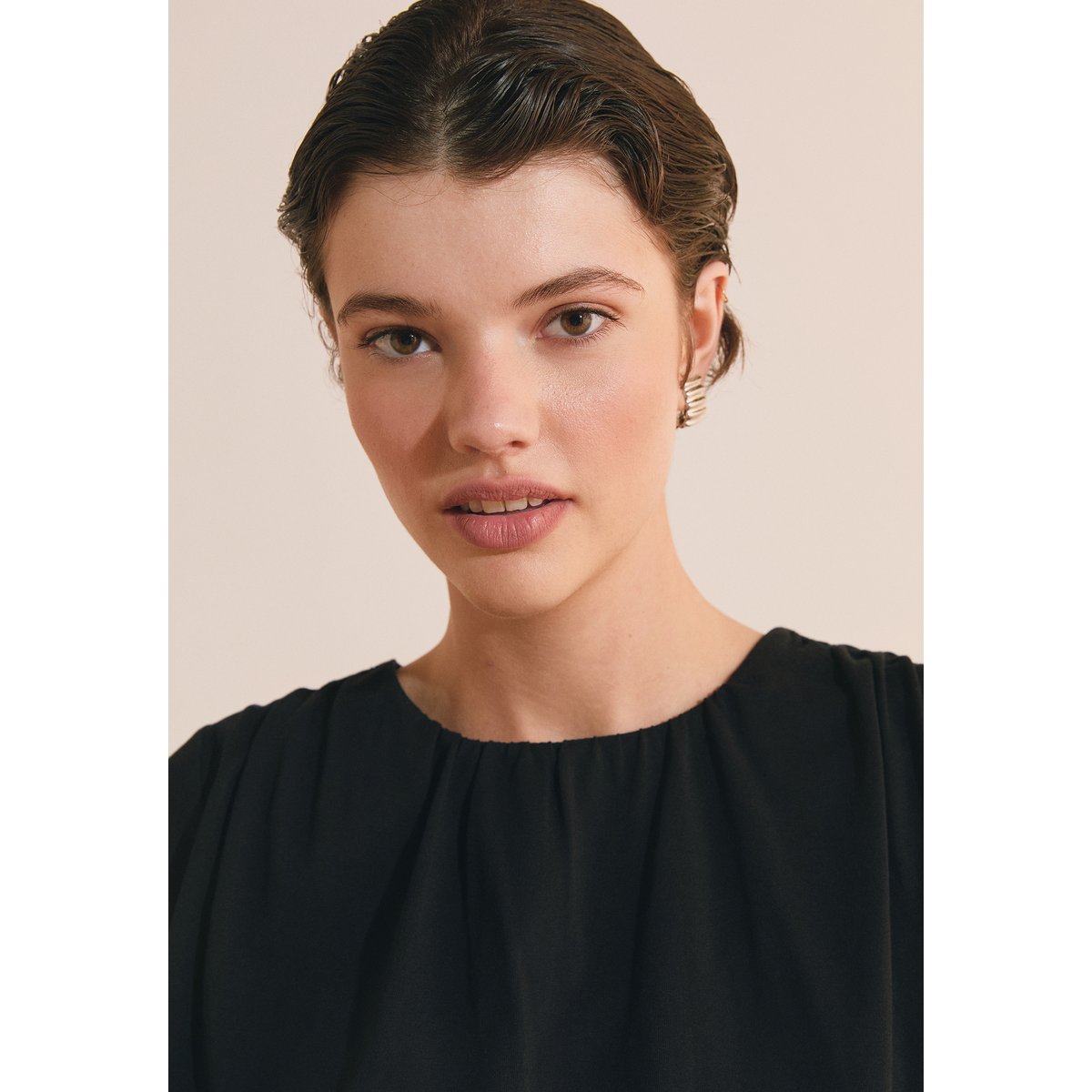 T-shirt bouffant en coton A MIA noir, ETAM