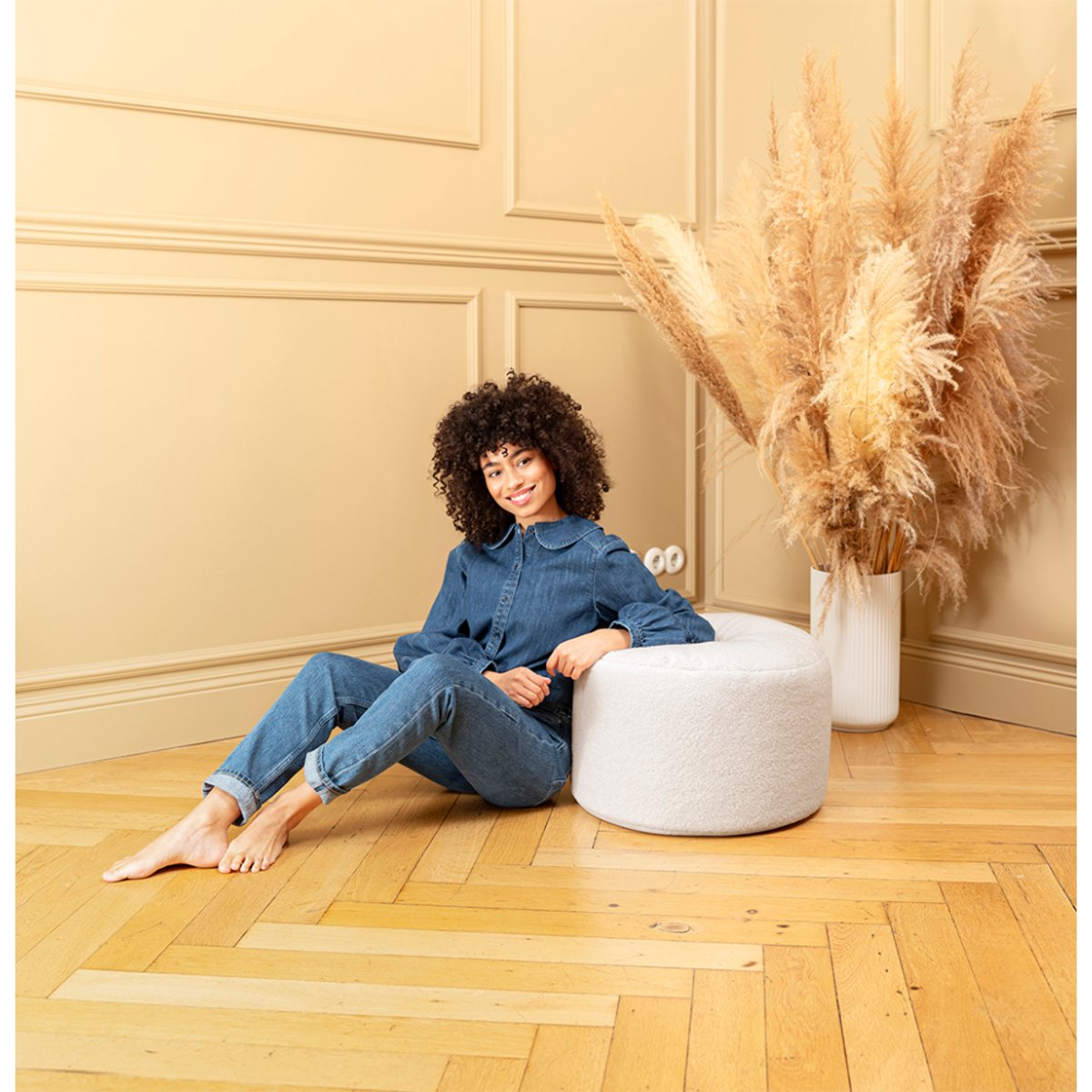 Repose pieds DOTCOM WOOLLY beige, SITTING POINT