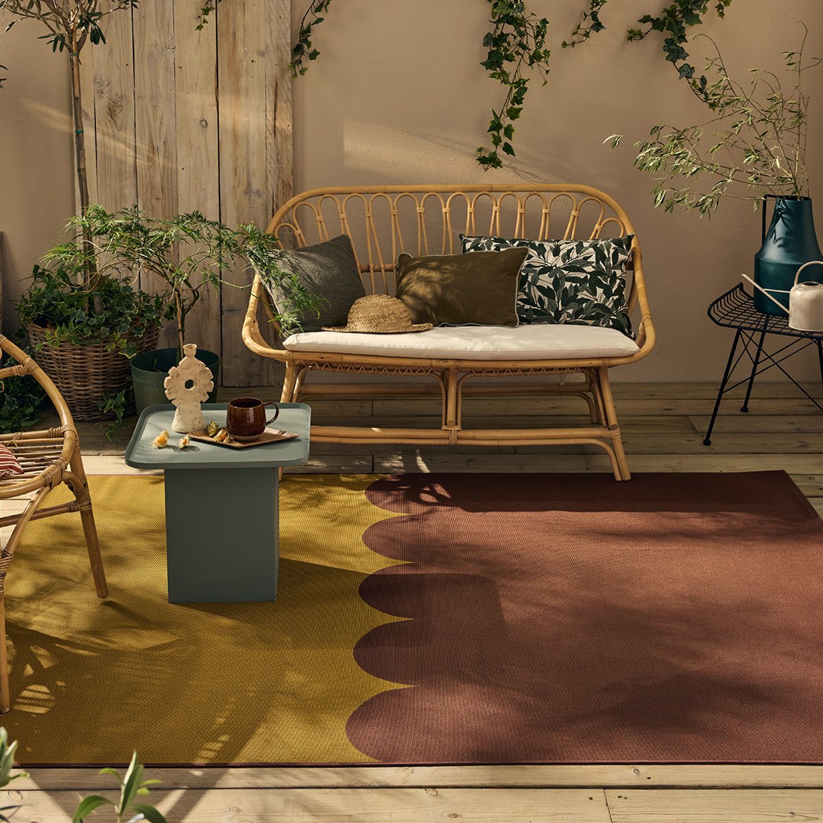 Tapis extérieur moderne bicolore RIVIERA marron, NAZAR RUGS