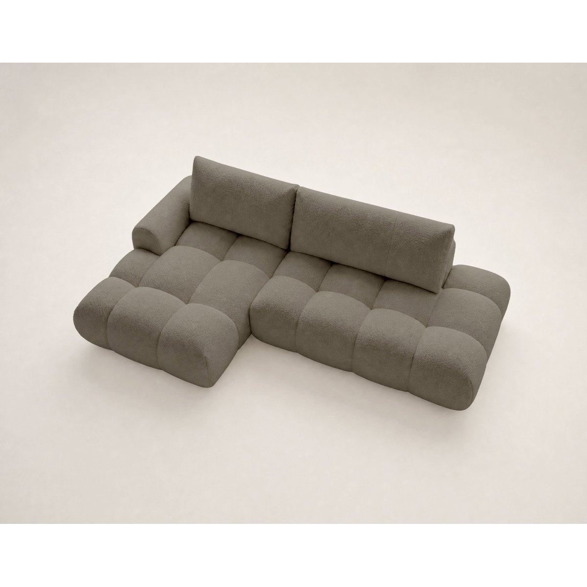 Canapé d'Angle Convertible en Tissu bouclette 4 places - YULIN gris, LISA DESIGN
