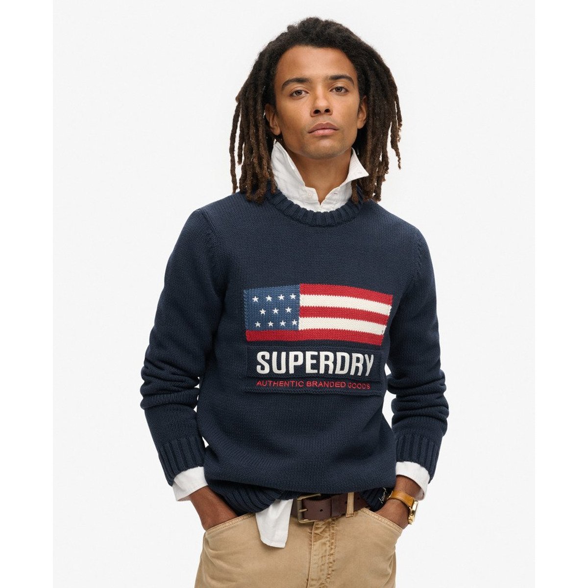 Pull Tricoté Athletic Vintage bleu marine éclipse, SUPERDRY