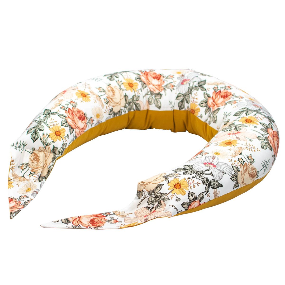Coussin de maternité et d'allaitement + housse NÉO VINTAGE néo vintage imprimé floral, beige, blanc, SEVIRA KIDS