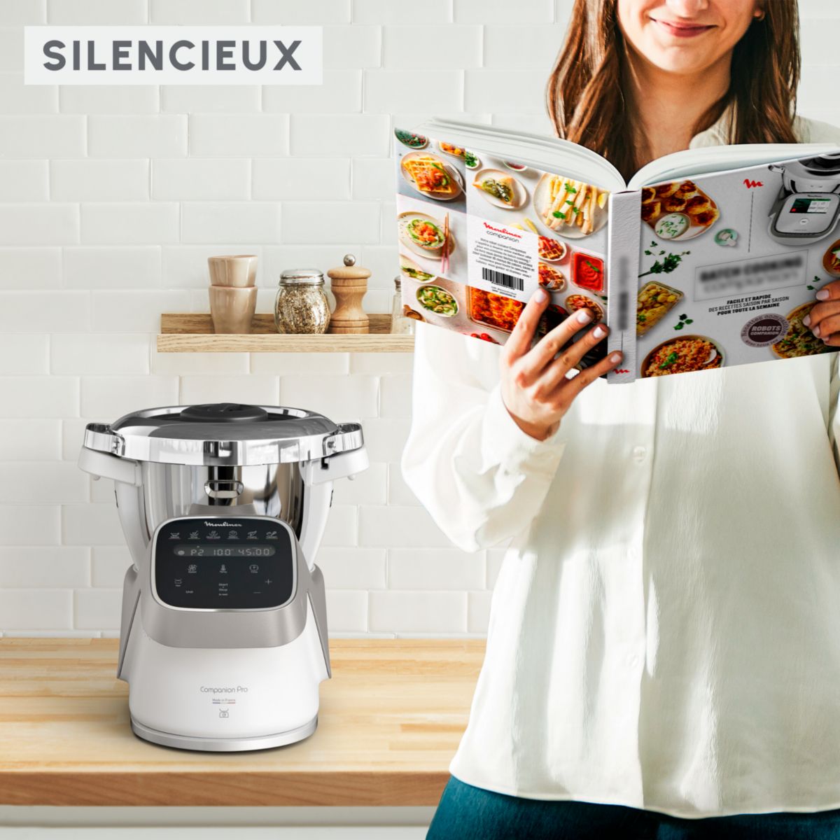 Robot cuiseur companion pro + cuiseur vapeur YY5286FG couleur unique, MOULINEX
