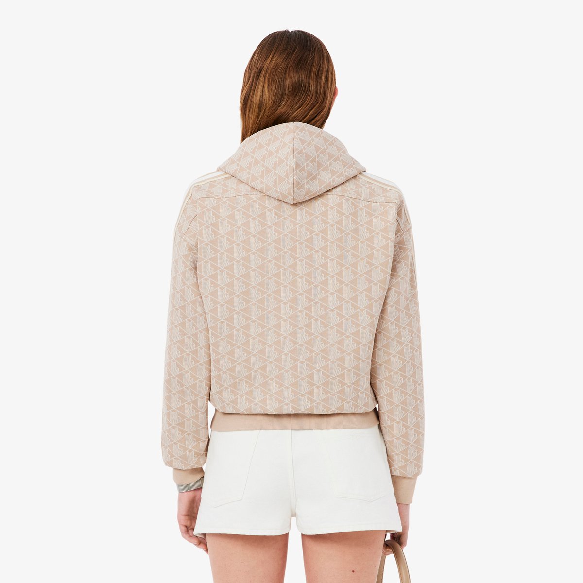 Sweatshirt à capuche jacquard monogramme beige-8gi, LACOSTE