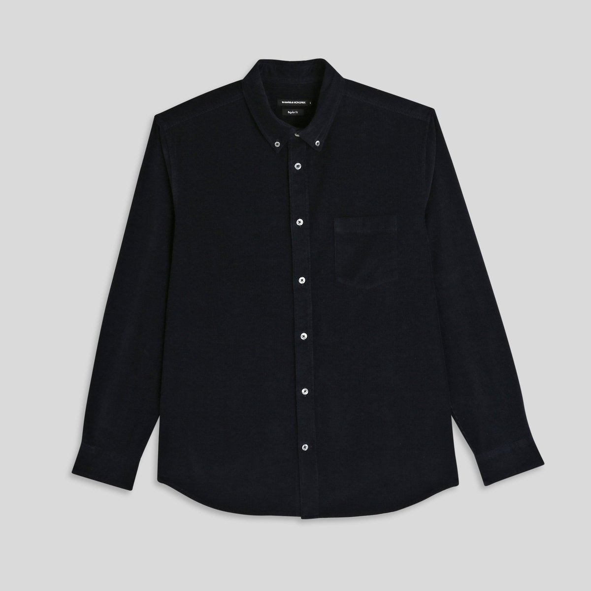 Chemise manches longues velours en coton BIO GOTS marine, MONOPRIX