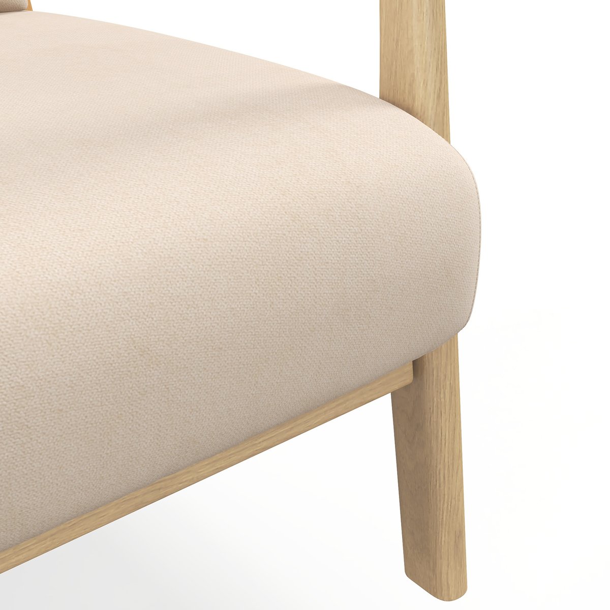 Accent Chair velours (100 % polyester) Beige beige, bois naturel, HOMCOM