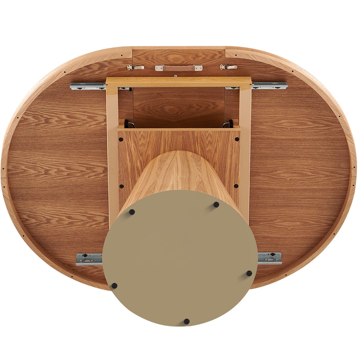 Table à manger ronde extensible 4/6 couverts effet Chêne - TRENTO chêne clair, HOMIFAB