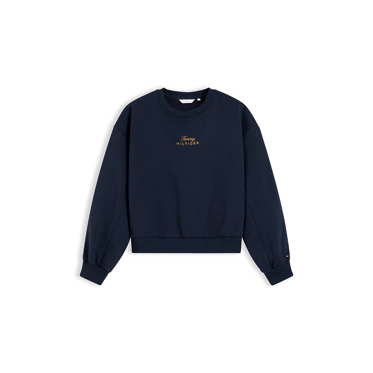 Sweat col rond avec logo brodé marine, TOMMY HILFIGER