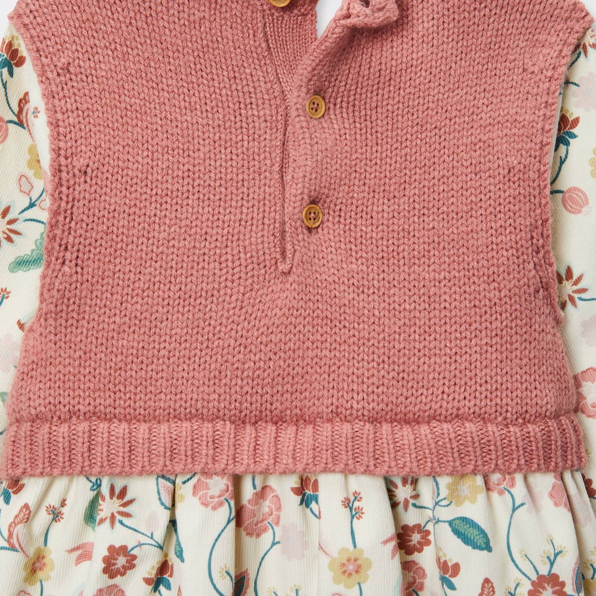 Robe bi-matière unie et imprimée doublée contenant du coton white cap, BOUT'CHOU