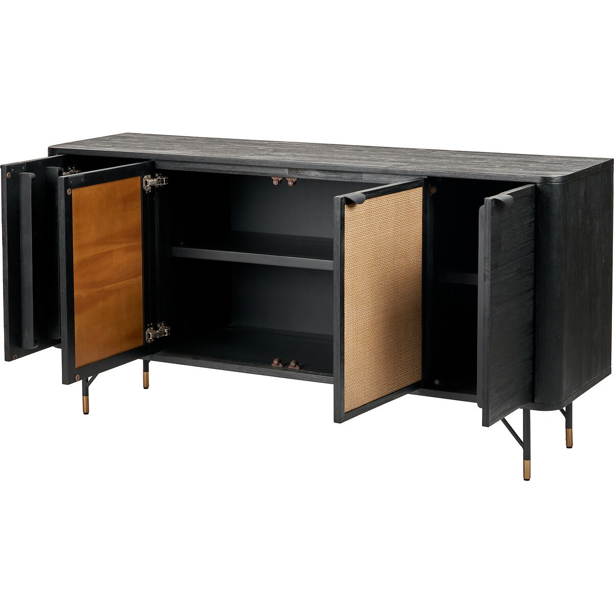 Fenix Acacia Rattan 4 Door Sideboard black/natural, ÉDITÉ