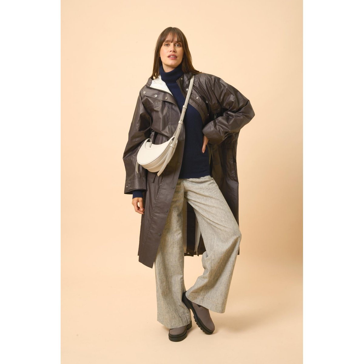 Pull Col Roulé Navy Billy bleu foncé, JUST CASHMERE