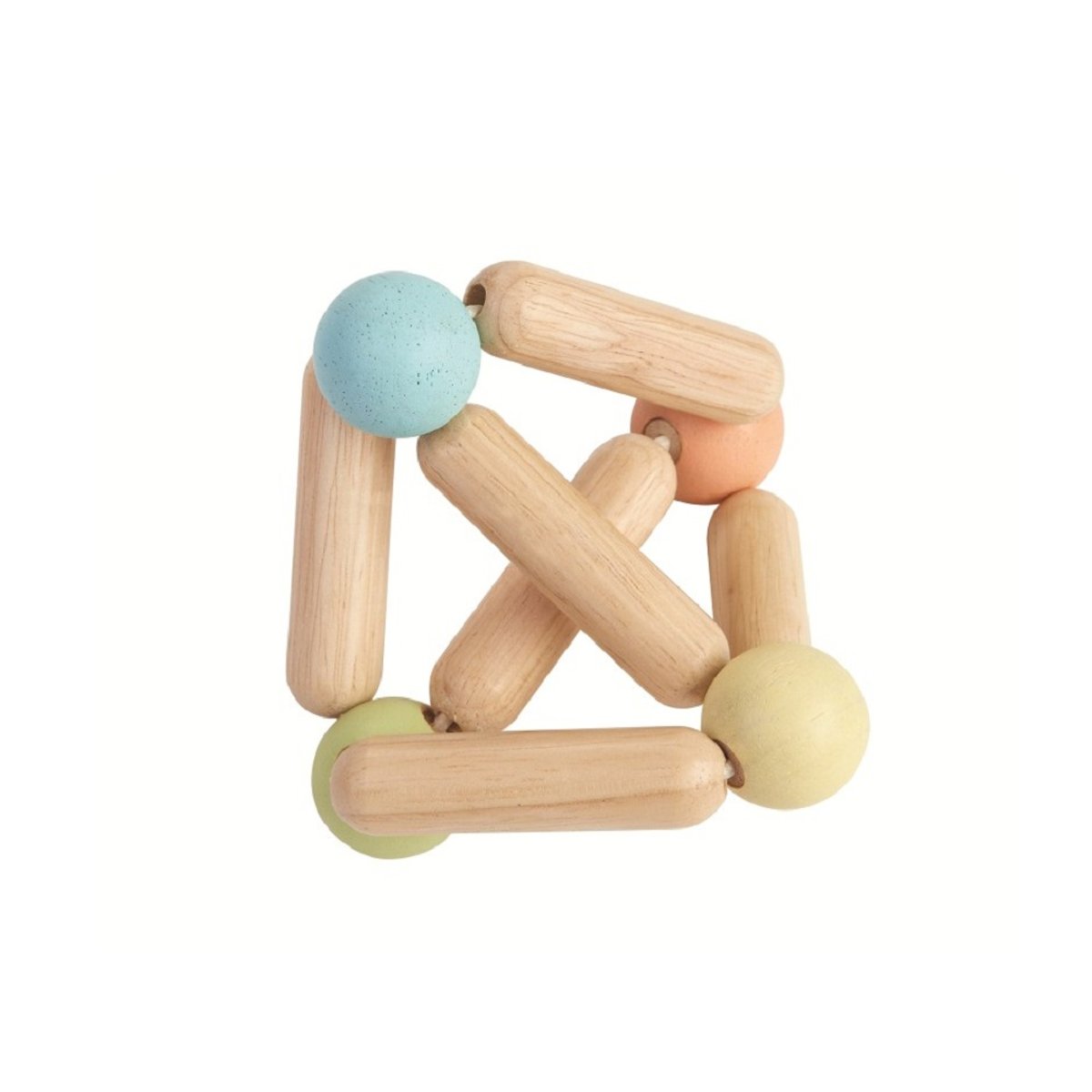 Hochet en bois triangle pastel beige, PLAN TOYS