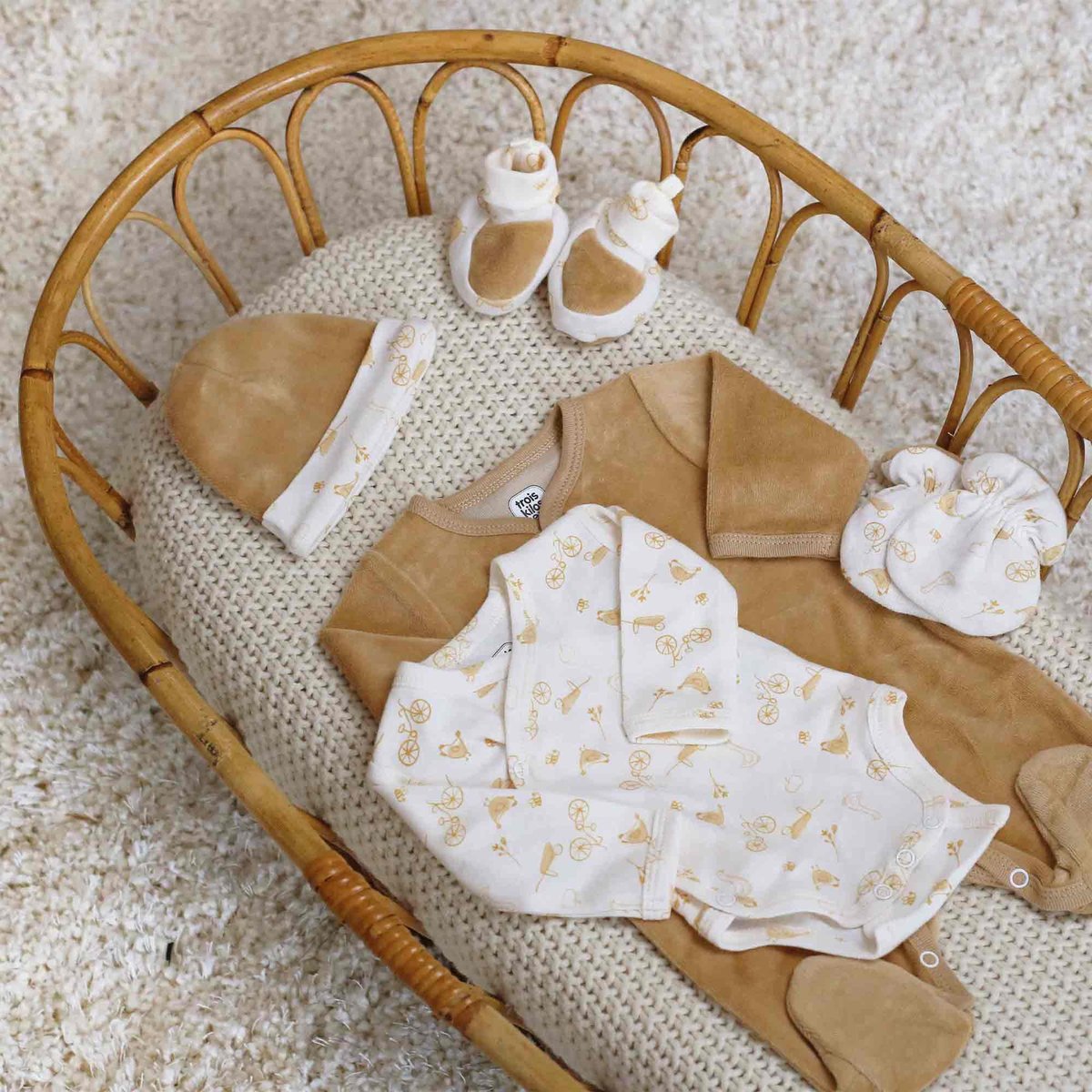 Kit naissance 6 pièces caramel caramel, TROIS KILOS SEPT