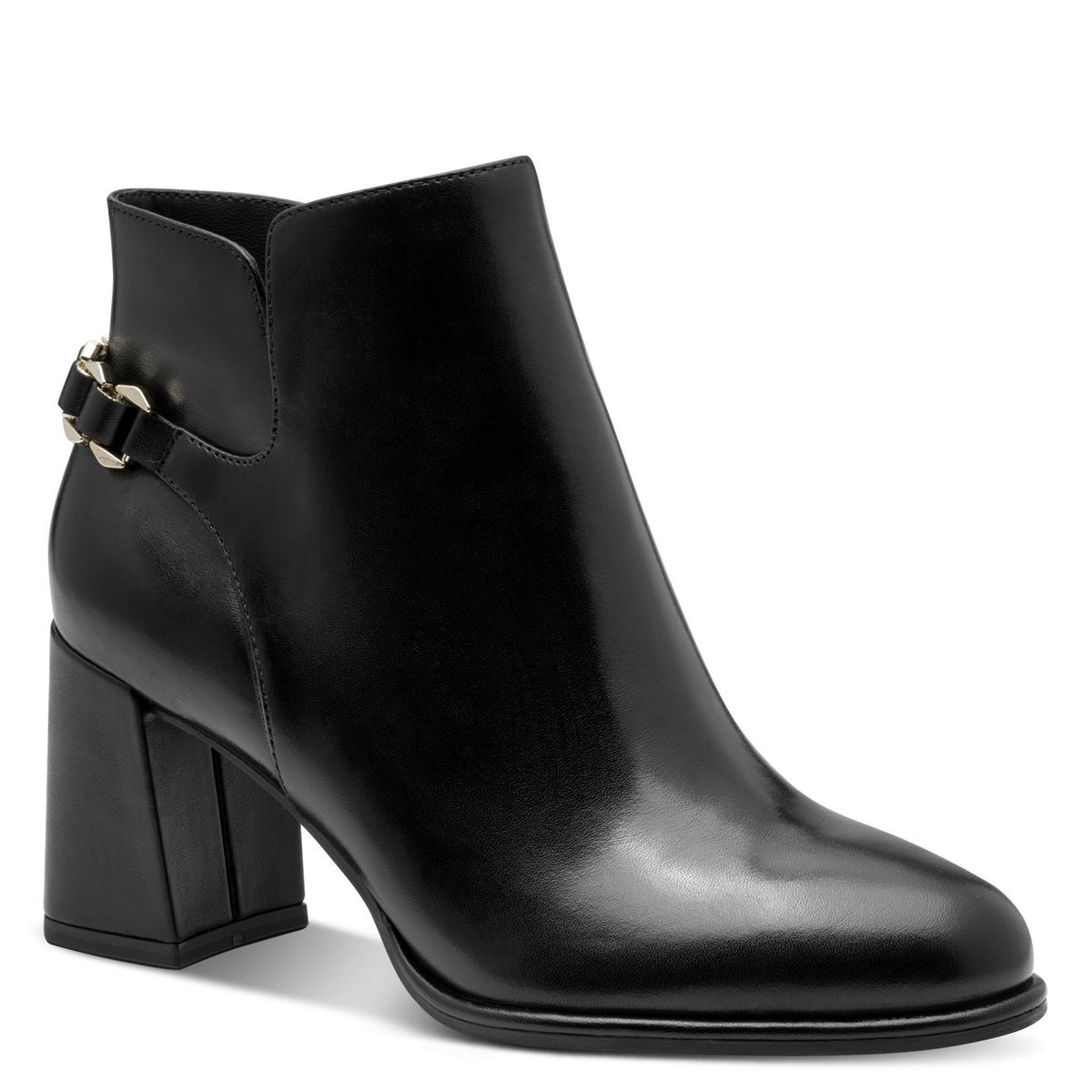 Bottines en cuir noir, TAMARIS