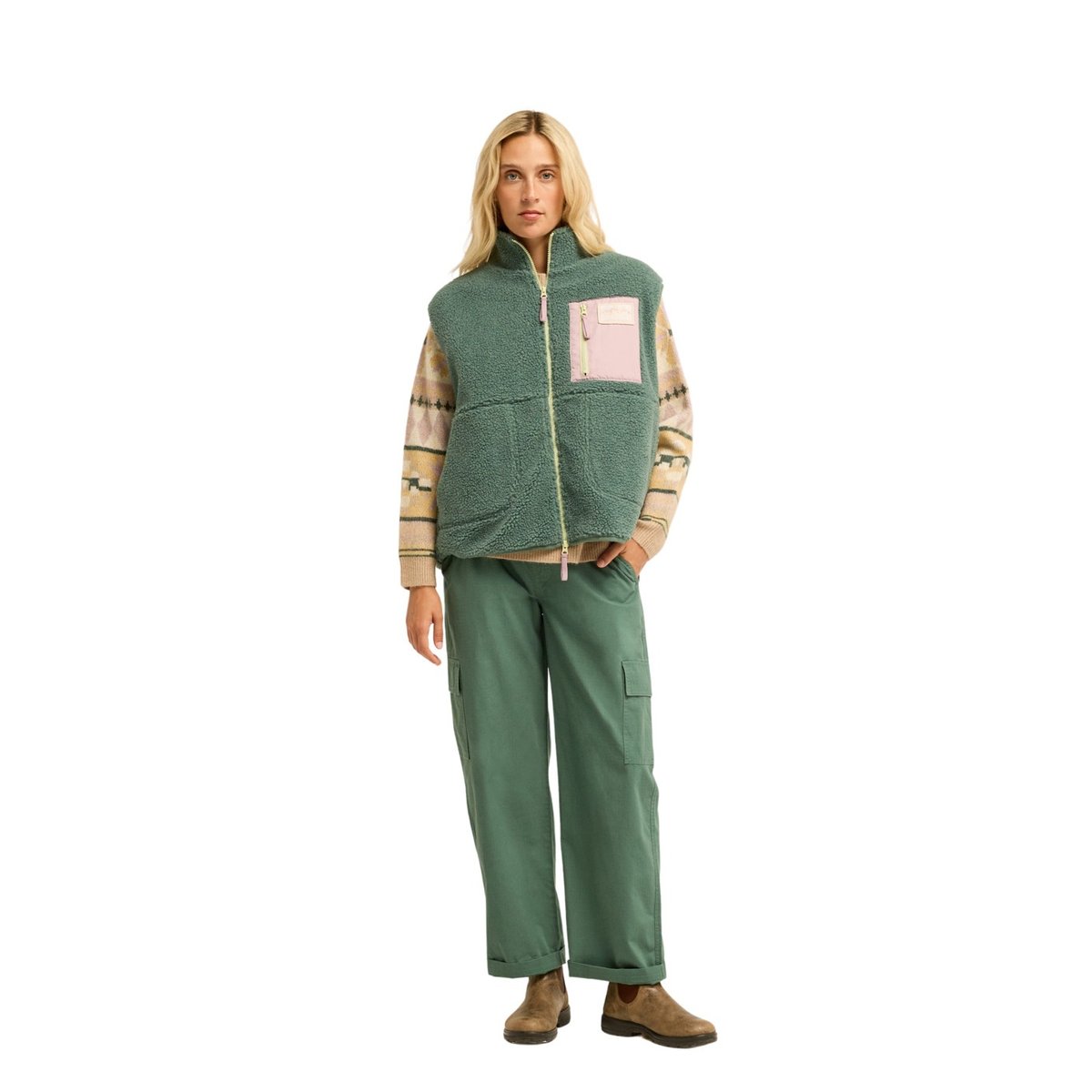 Veste sans manches en sherpa WILD FOREST vert stormy seas, BILLABONG