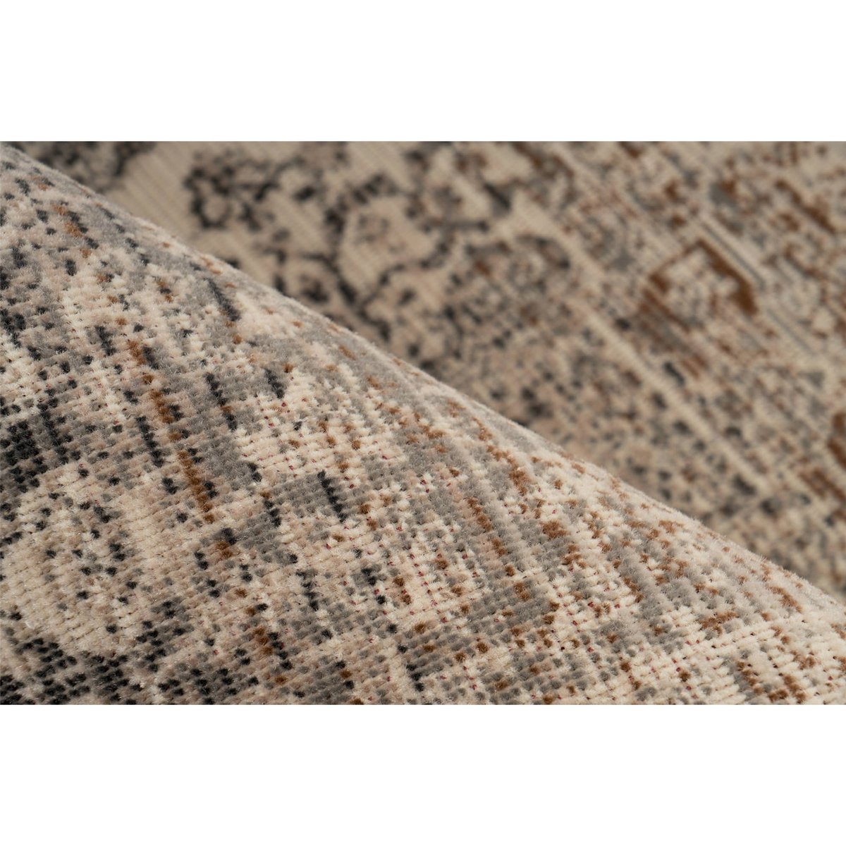 Tapis rectangulaire oriental effet vieilli beige sable et gris anthracite, ARTE ESPINA