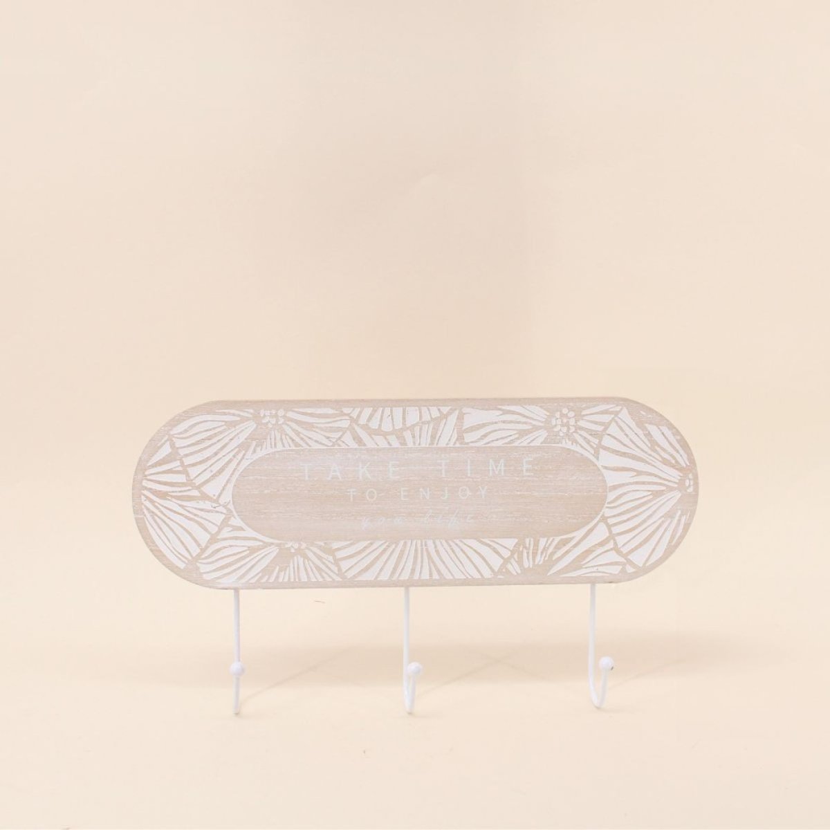 Porte manteau 3 têtes en bois et métal beige, ORNAMI