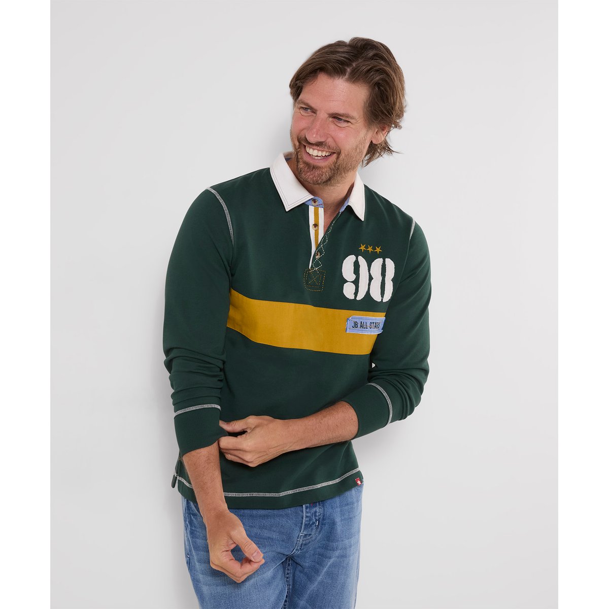 Henley Style Rugby Plein de Détails vert, JOE BROWNS