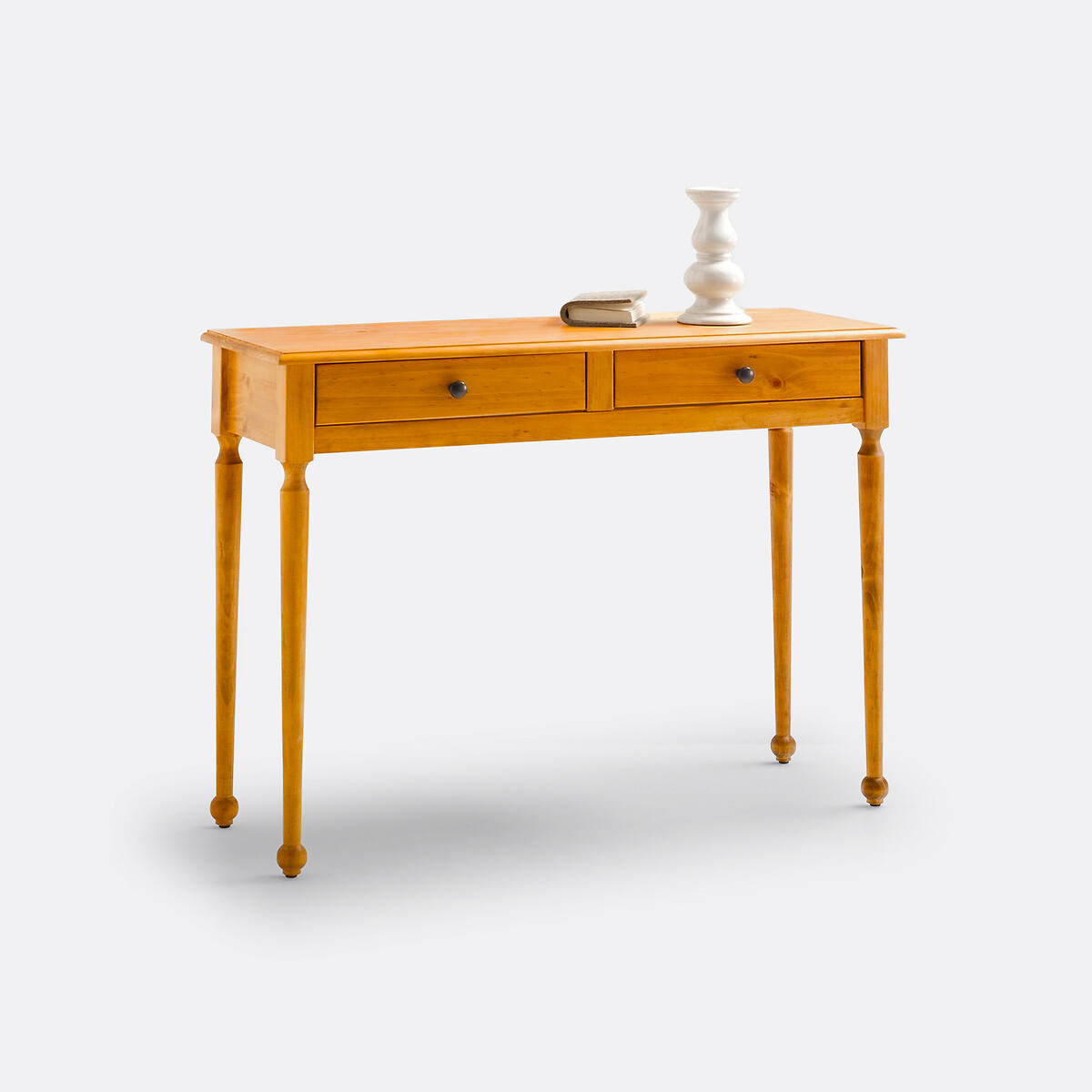 Console 2 tiroirs, pin massif et MDF pin ciré, LA REDOUTE INTERIEURS
