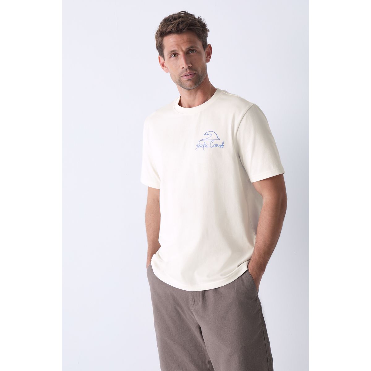 T-shirt imprimé surf blanc, NEXT