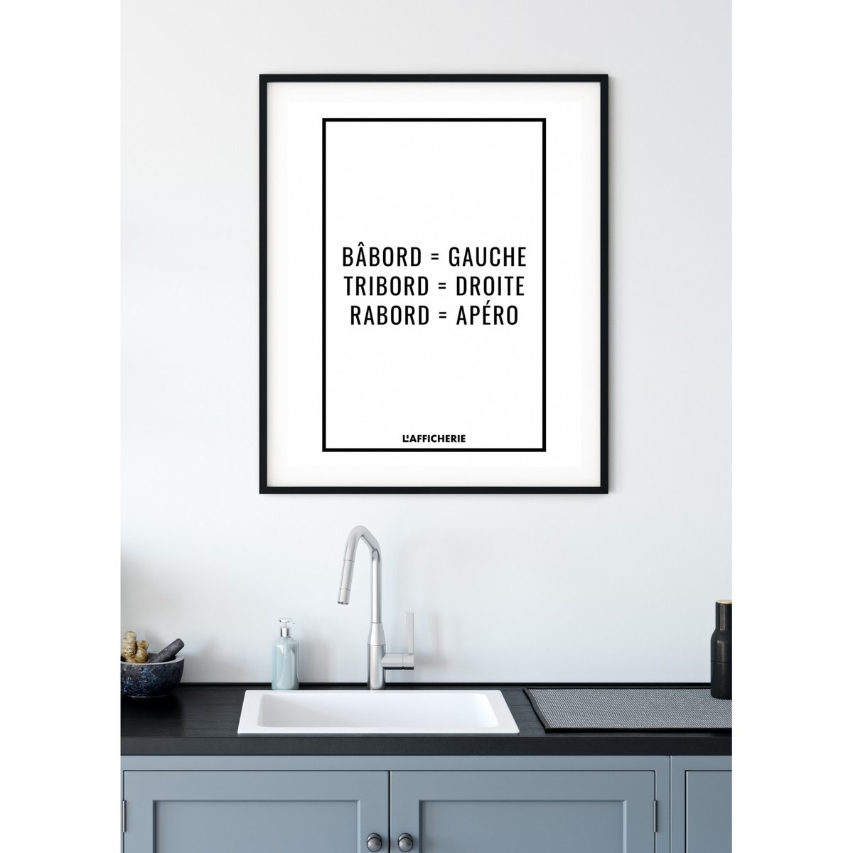 Affiche 'Bâbord, Tribord, Apéro' blanc, L'AFFICHERIE