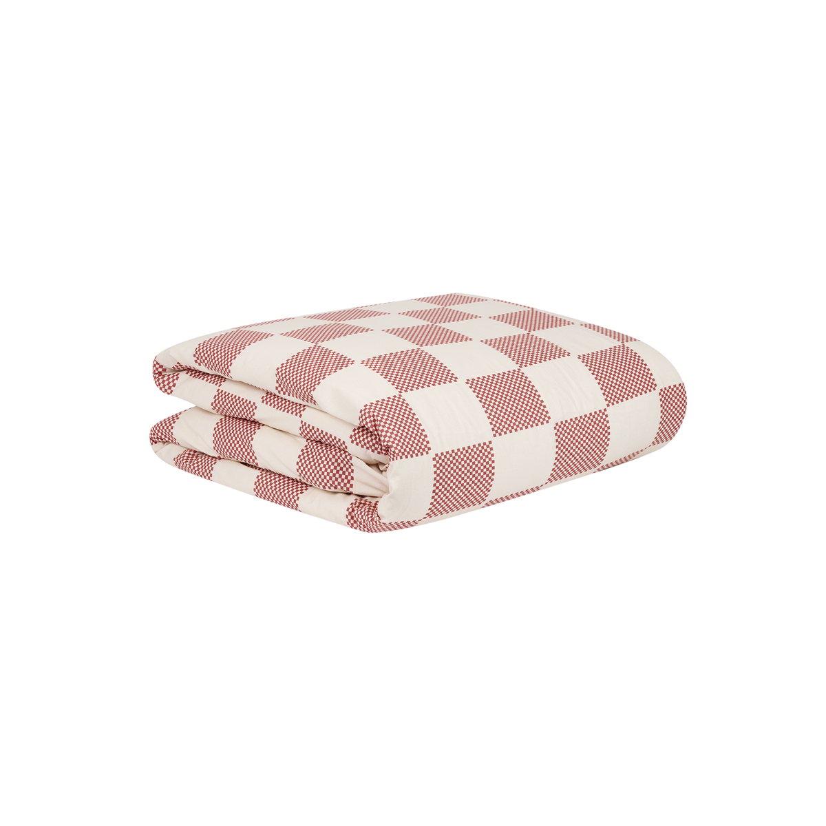 Housse de couette lit individuel Sheldon carreaux rouge brulé, NOBODINOZ